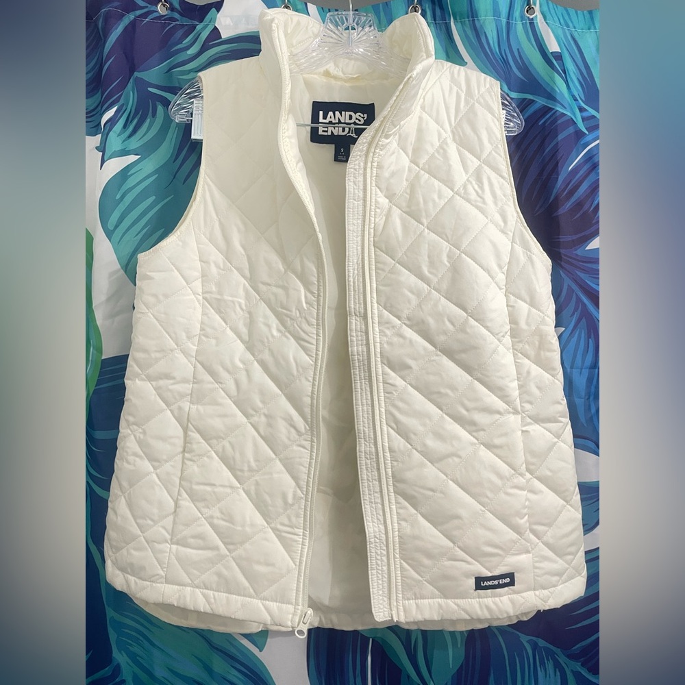 Lands' End Quilted White Vest
